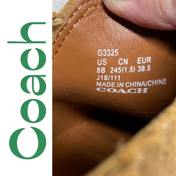 Coach Devin Tan Suede Ankle Booties Block Heel Chelsea Western, Women's Size 8 - Picture 11 of 14